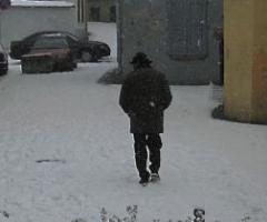 Lone man in winter