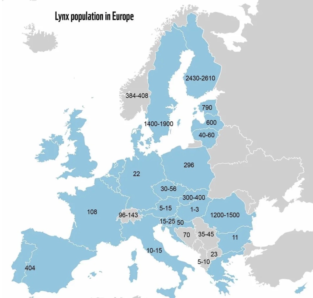 European Lynx population chart, journal of wild culture