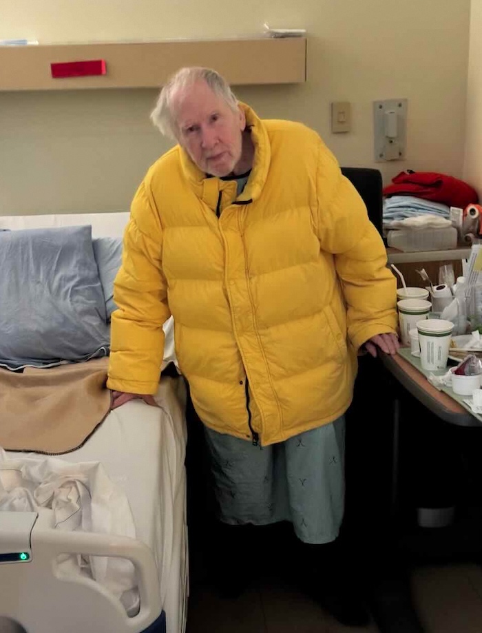 Max Allenin in yellow parka_hospital patient