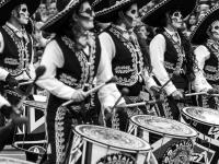 Parading drummers in Day of the Dead. journal of wild culture.com