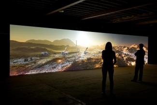Installation view: Spanish City Dome, Whitley Bay, 2012  3-channel high definition video installation  49' x 9' (variable)  Originally commissioned by Pixel Palace at Tyneside Cinema, Newcastle upon Tyne, UK  Image courtesy of the artist and Birch Libralato  Photo by Colin Davison